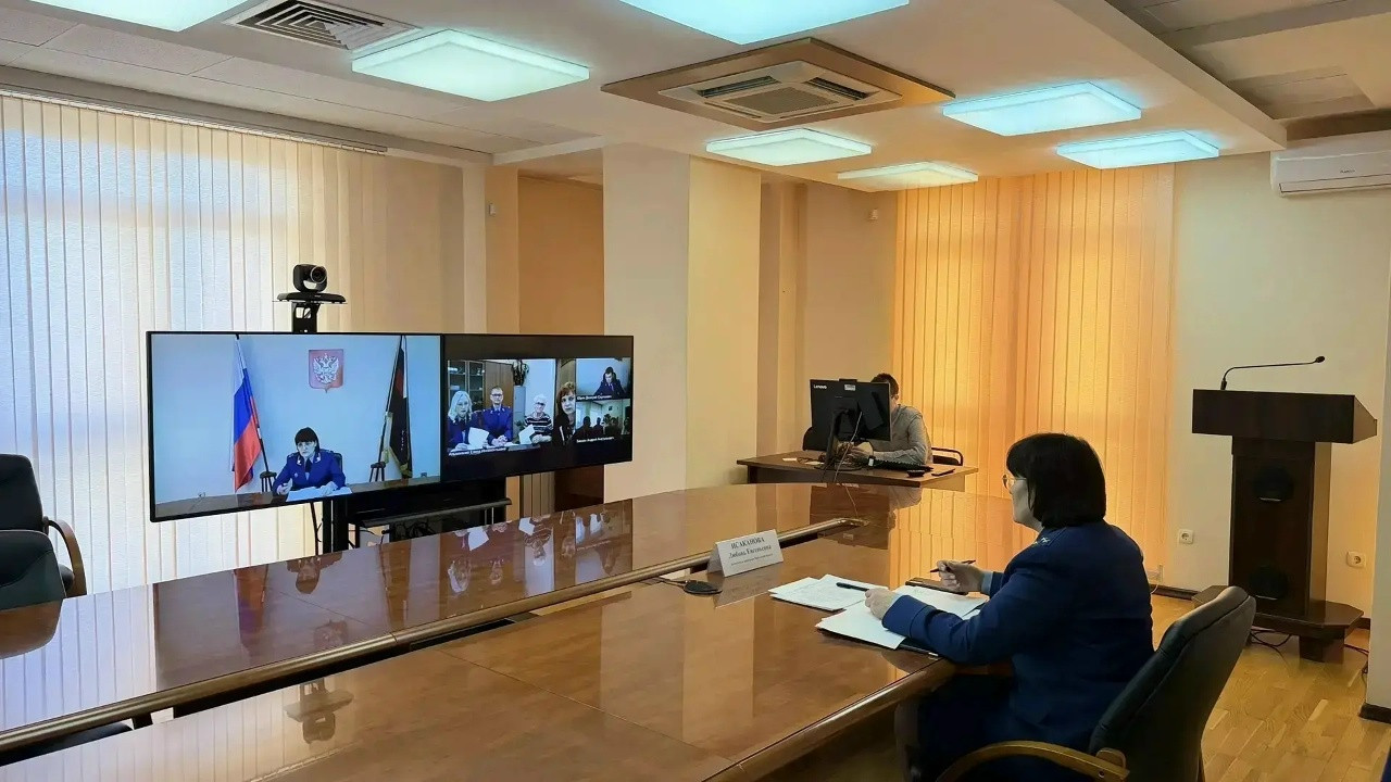 Видеоконференция в официальном зале заседаний