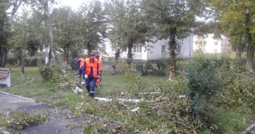 В Правобережном районе восстановили электричество и вывезли поломанные деревья
