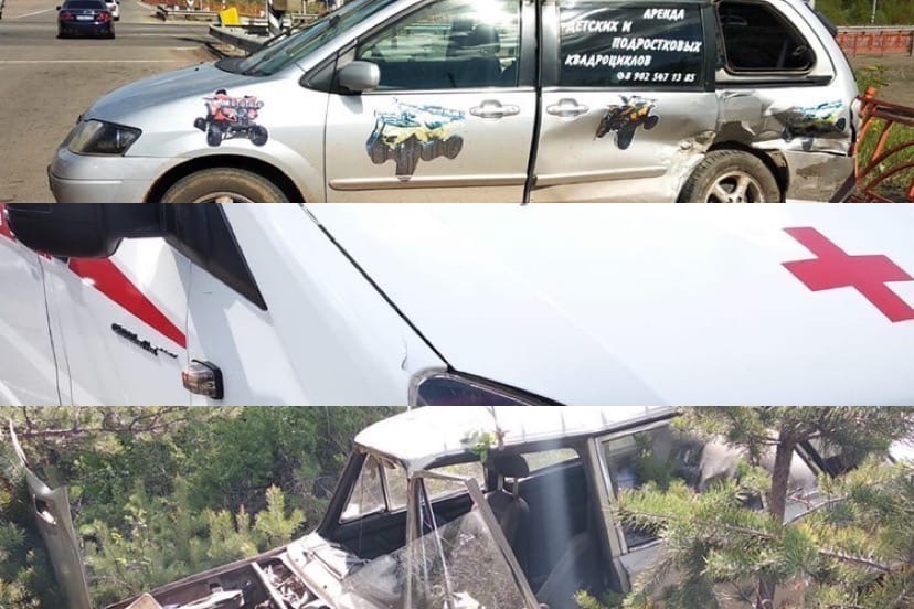 Водитель ВАЗа пострадал при столкновении с иномаркой и "скорой" в Братске